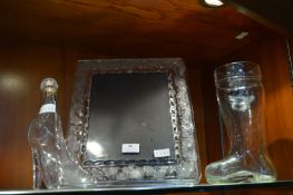 Glass Photo Framed and Two Shoe Ornaments