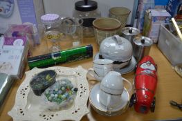 Storage Jars, Part Tea Set, Collectible Tins, etc.