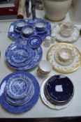 Blue & White Pottery by Spode plus Gilt Decorated