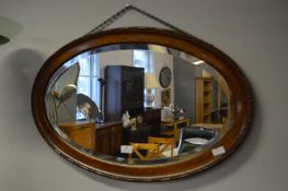 Oak Framed Bevelled Edge Oval Wall Mirror