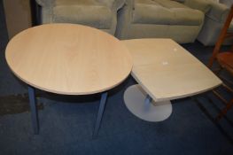 Two Metal Framed Lightwood Coffee Tables