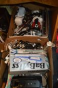 Two Boxes of Electrical Goods and Household Items,