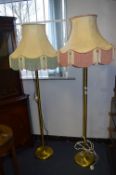 Pair of Brushed Brass Standard Lamps
