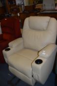Cream Leather Electric Reclining Armchair