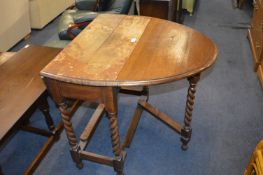 Oak Drop Leaf Barley Twist Dining Table