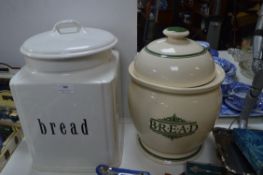 Two Large Pottery Bread Crocks