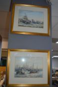 Pair of Max Parsains Hull Prints - Humber Dock and