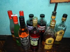 *Ten Part Bottles of Campari, Schnapps, Pink Pigeon, etc.