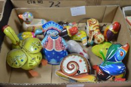 Clockwork Tinplate Toys; Mice, Ducks, etc.