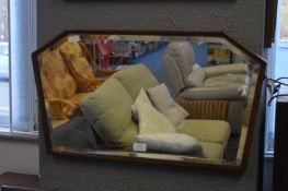*1930's Oak Framed Bevelled Edge Wall Mirror