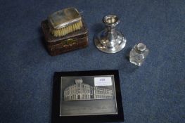 Silver Candlestick, Brush, Scent Bottle, etc.