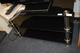 Black Glass & Chrome TV Stand