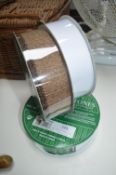 *Three 50 Yard Spools White & Hessian Ribbon
