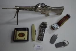 Collectibles Including Rifle Light, Pen Knives, et