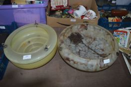 Two 1930's Glass Ceiling Lights