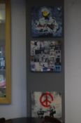 Three Banksy Canvas Prints