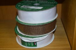*THree 50 Yard Rolls of Ribbon (White & Hessian)