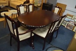 Mahogany Effect Oval Dining Table Pie Crust Edge w