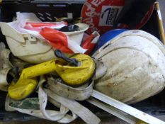 *Box of Hard Hats, Barrier Tape, Spirit Level, etc