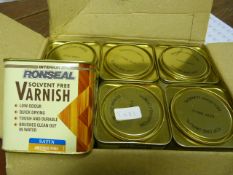 Six 750ml Tins of Satin Antique Pine Varnish