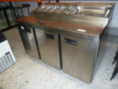 * 3 door saladette prep fridge 1450 x 850 x 1070