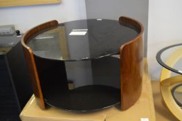 *Mahogany Effect & Black Glass Circular Coffee Tab