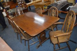Dark Oak Dining Table with Six Bentwood Dining Cha
