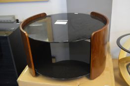 *Mahogany Effect & Black Glass Circular Coffee Tab