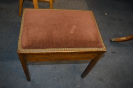 Dark Oak Piano Stool with Velvet Seat