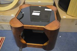 *Mahogany Effect & Black Glass Square Coffee Table