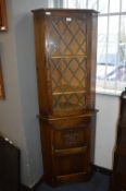 Carved Oak Astral Glazed Corner Cupboard