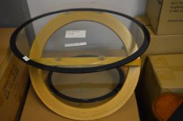 *Light Oak & Glass Oval Coffee Table