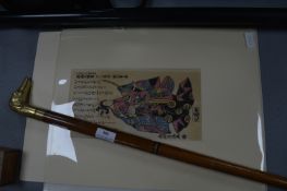 Walking Stick with Brass Dogs Head, and a Japanese