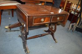 Flame Walnut Style Side Table with Lyre Ends