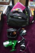 Four Fishing Reels; Shakespeare, etc. plus a Bag o