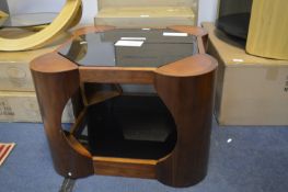 *Mahogany Effect & Black Glass Square Coffee Table