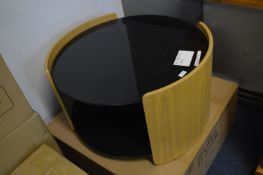*Light Oak & Black Glass Circular Coffee Table