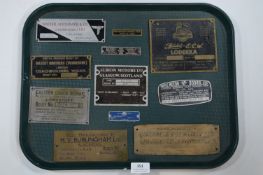 Eleven Metal Bus/Coach Perch Builders Plaques