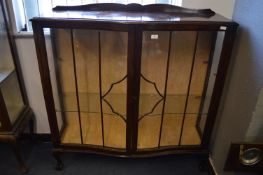 1930's Serpentine Front Oak Glazed Display Cabinet