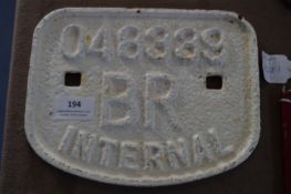 Cast Iron British Rail Plaque