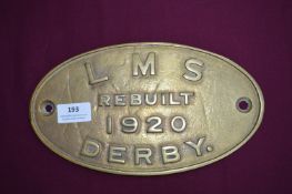 LMS Brass Loco Sign