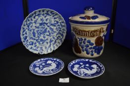 Blue & White Japanese Dish plus Rumtopf, etc.