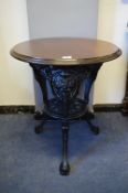 Victorian Cast Iron Pub Table with Mahogany Top