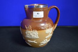 Doulton Lambert Silver Topped Stoneware Jug