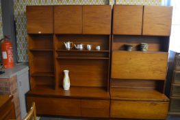 Two Section Retro Teak Wall Unit
