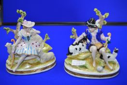 Meissen Style Porcelain Figures - Shepherd & Shepherdess