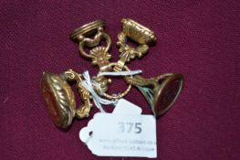 Four Georgian Gold & Other Carnelian Wax Seals