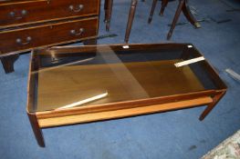 1970's Teak & Smoked Glass Coffee Table