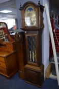 Oak Long Cased Clock with Brass Face