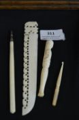 Victorian Ivory Letter Openers, Cigarette Holder, etc.